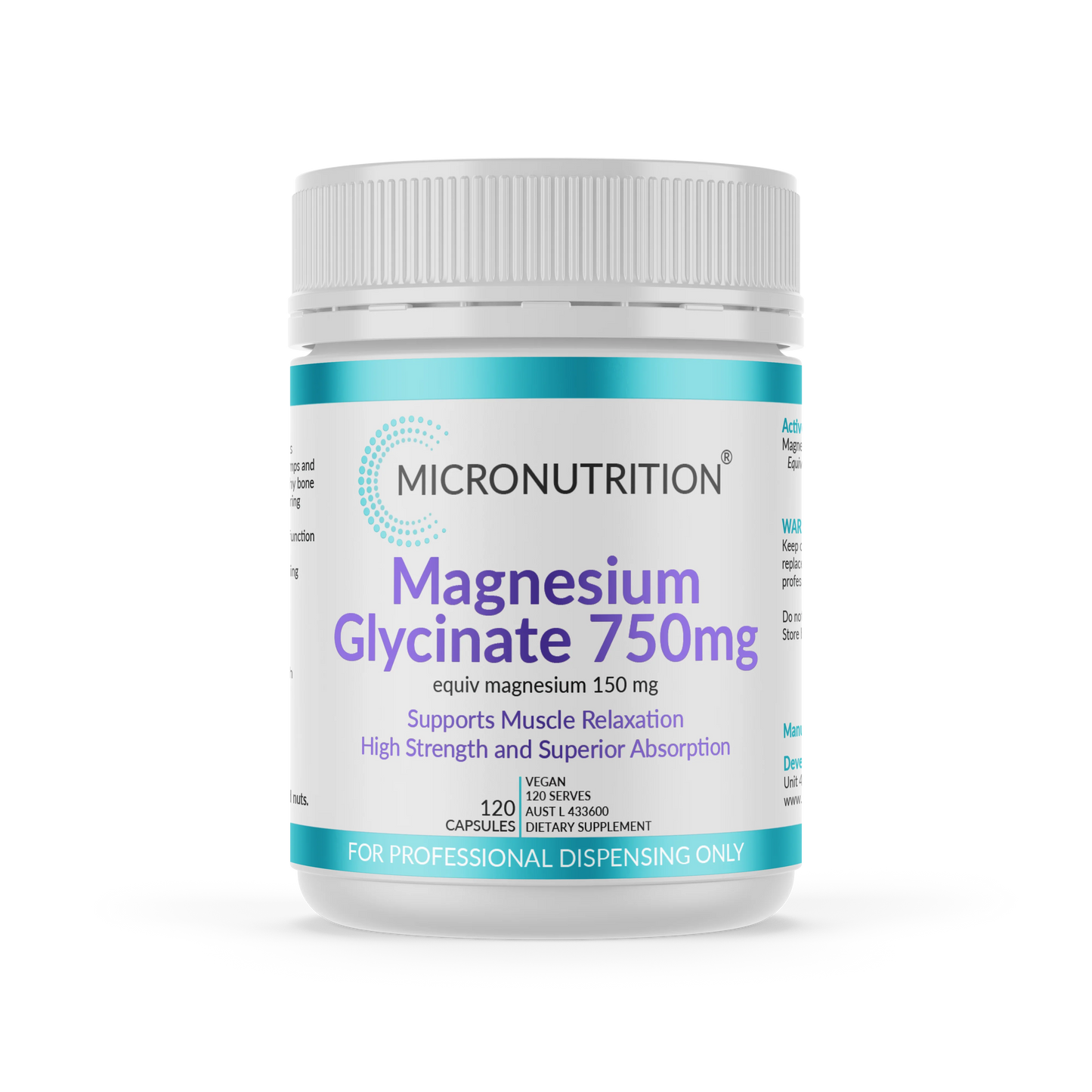 Micronutrition Magnesium Glycinate 750mg - 120 Capsules