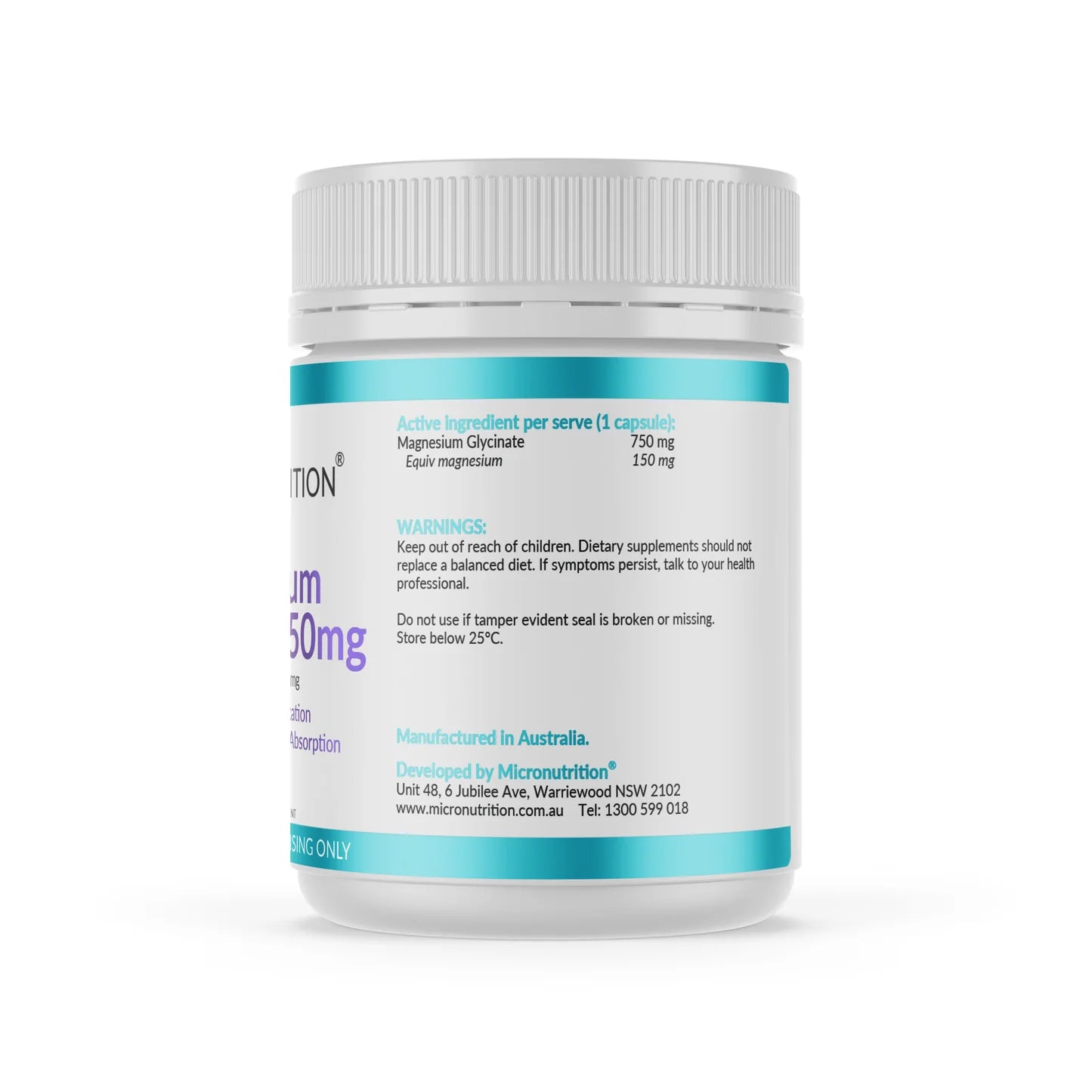 Micronutrition Magnesium Glycinate 750mg - 120 Capsules