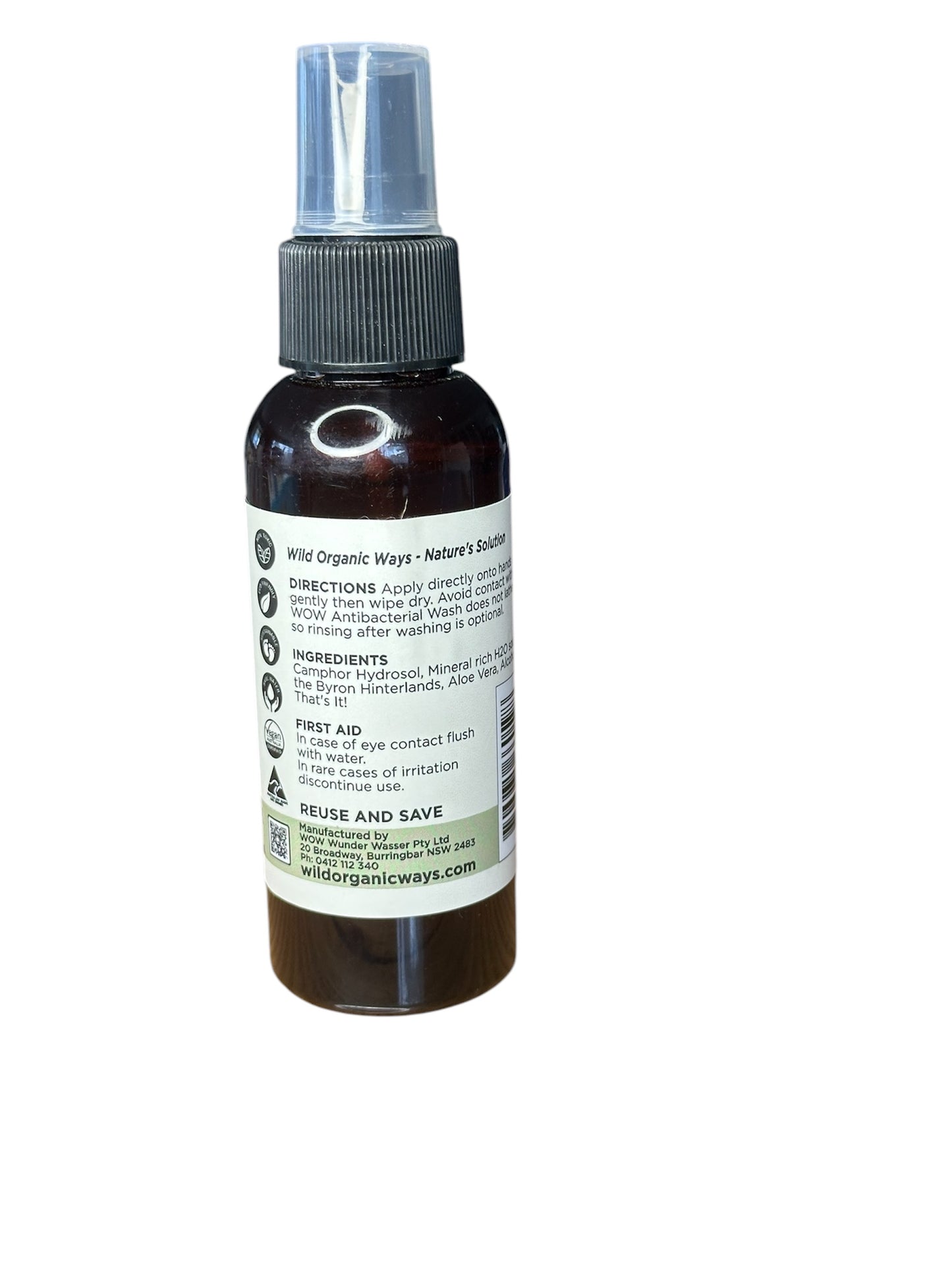 WOW Antibacterial Hand Wash - Naturally Antibacterial 100ml- Take anywhere bottle