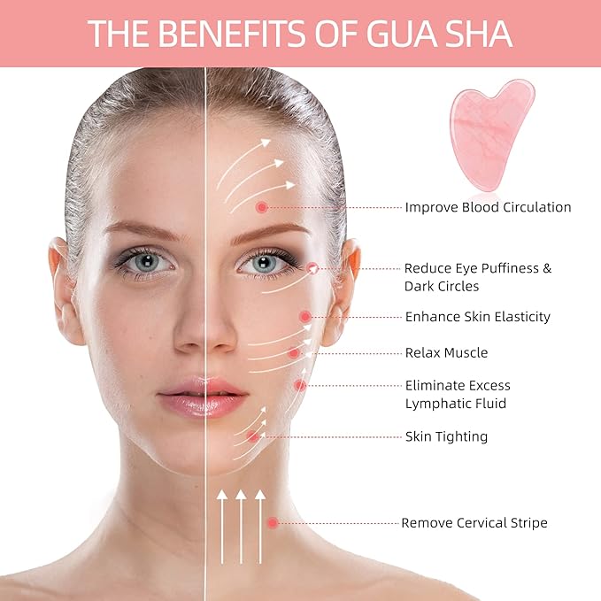 Gua Sha Facial Tool,Guasha Rose Quartz,(Pink)