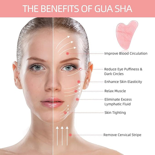 Gua Sha Facial Tool,Guasha  Rose Quartz,(Pink)