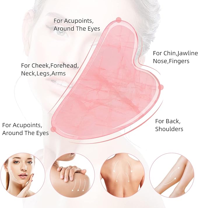 Gua Sha Facial Tool,Guasha Rose Quartz,(Pink)