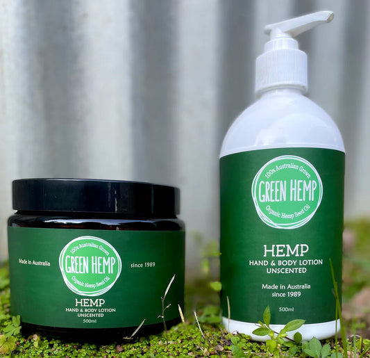 Green Hemp Body lotion 500 ml Pump bottle or tub